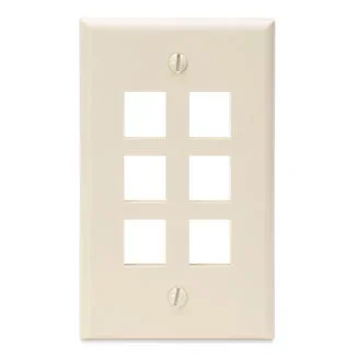 Leviton 1-Gang QuickPort Wall Plate 6-Port Light Almond (41080-6TP)