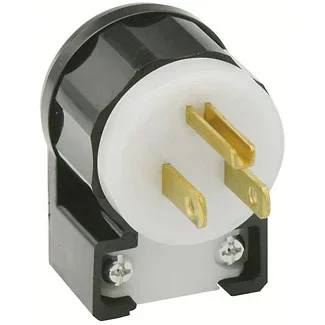 Leviton 15 Amp 125V NEMA 5-15P 2P 3W Angle Plug Straight Blade Industrial Grade Grounding Black-White (5266-CA)