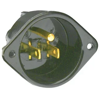 Leviton 15 Amp 125V NEMA 5-15P 2P 3W Flanged Inlet Receptacle Straight Blade Commercial Grade Grounding Back Wired Black (5239)