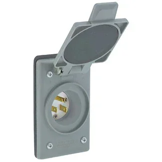 Leviton 15 Amp 125V NEMA 5-15P 2P 3W Power Inlet Receptacle Straight Blade Industrial Grade Grounding Slots For Forked Terminals (5278-FWP)