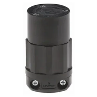 Leviton 15 Amp 277V NEMA L7-15R 2P 3W Locking Connector Industrial Grade Grounding All Black (4779-B)