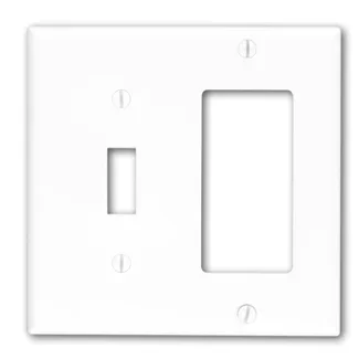 Leviton 2-Gang 1-Toggle 1-Decora/GFCI Device Combination Wall Plate Standard Size Thermoplastic Nylon Device Mount Ivory (80707-I)