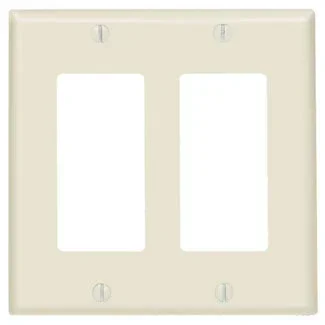 Leviton 2-Gang 2-Decora Standard Size Thermoset Wall Plate/Faceplate Light Almond (80409-T)