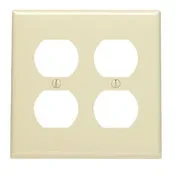 Leviton 2-Gang 2-Duplex Receptacle Wall Plate Standard Size Thermoplastic Nylon Device Mount White (80716-W)