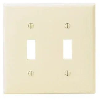 Leviton 2-Gang Toggle Device Switch Wall Plate Standard Size Thermoplastic Nylon Device Mount Gray (80709-GY)