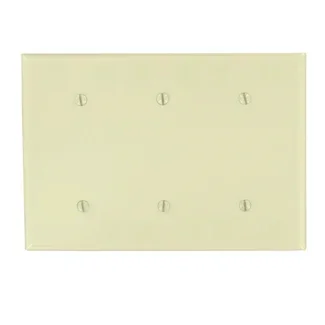Leviton 3-Gang No Device Blank Wall Plate Standard Size Thermoset Strap Mount Ivory (86035)