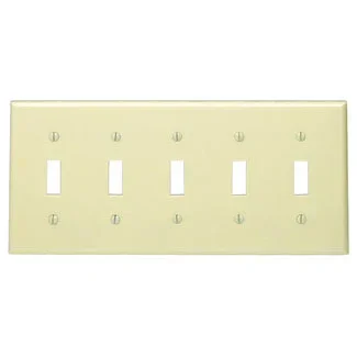 Leviton 5-Gang Toggle Device Switch Wall Plate Standard Size Thermoset Device Mount Ivory (86023)