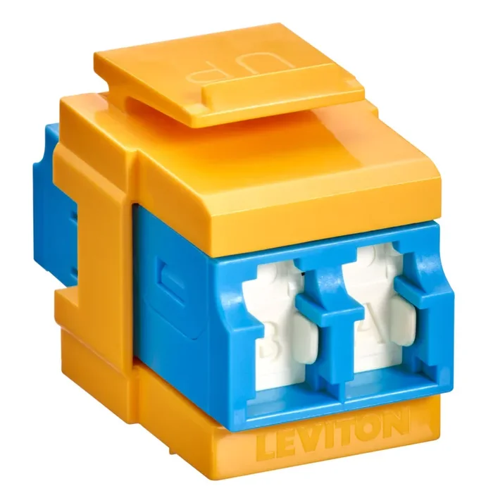 Leviton QuickPort Duplex LC Adapter Shuttered Blue/Yellow (41086-SLY)