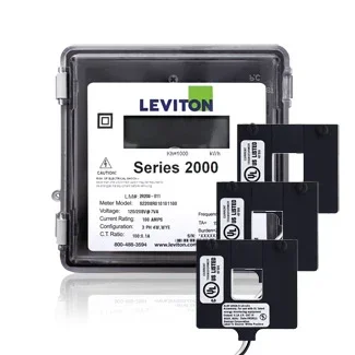Leviton Series 2000 Submeter 277/480V 3P/4W 200A Outdoor kWh Meter Kit With 3 Split Core Current Transformers (2O480-2W)
