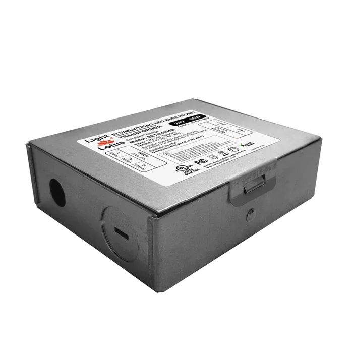 Lotus LED Lights 24V DC 96W Mini Electronic Transformer In Junction Box 4A Triac Dimming 120Vac UL Class 2 Type HL Constant Voltage (SET-24096B)