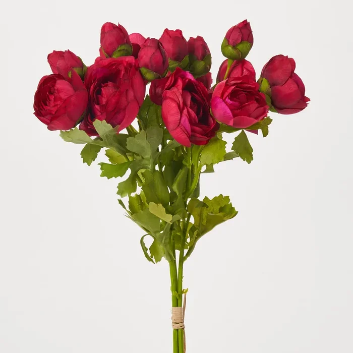 Magenta Red Silk Ranunculus Bouquet Bundle of 3 Stems – 17″