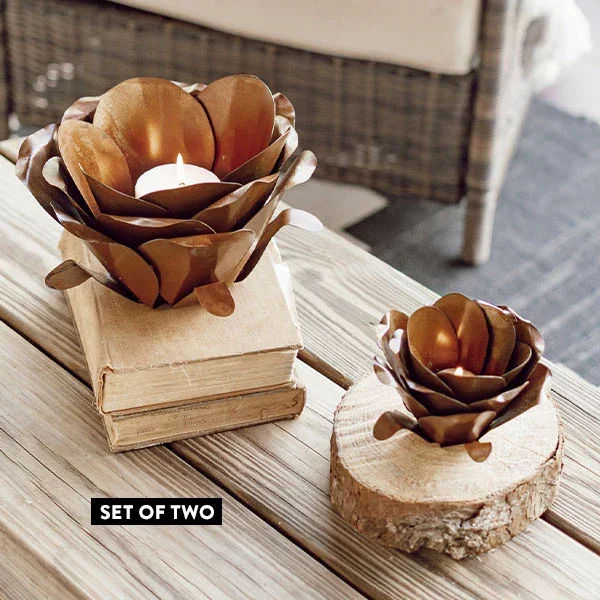 Metal Flower Blossom Candle Holder, Set of 2 – Decor Steals