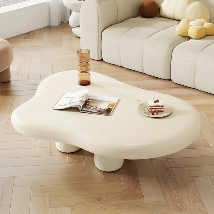 Modern Off-White Cloud-Shaped Coffee Table for Living Room (39.4″)