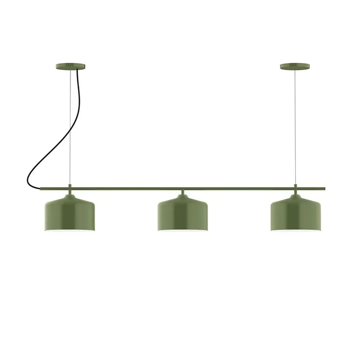 Montclair Light Works – CHA419-22-C20 – Three Light Linear Chandelier – Axis – Fern Green – CHA41922C20