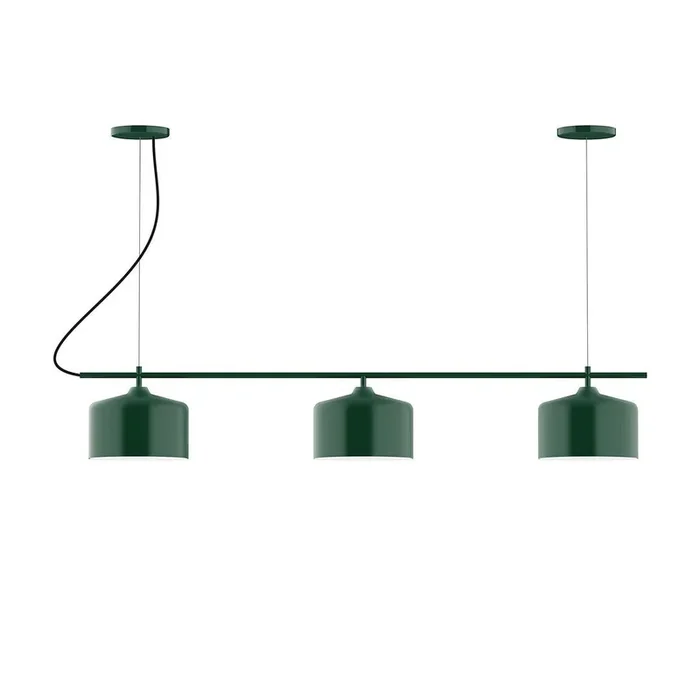 Montclair Light Works – CHA419-42-C12 – Three Light Linear Chandelier – Axis – Forest Green – CHA41942C12