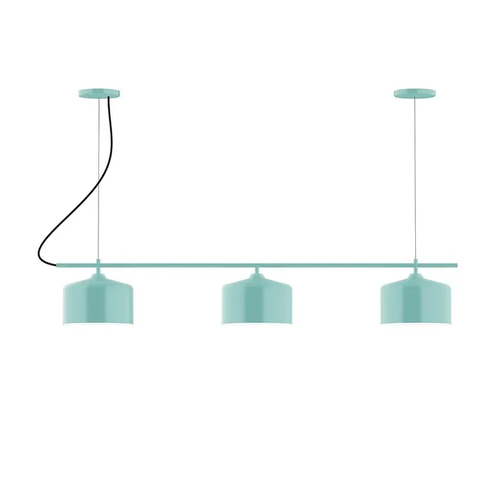 Montclair Light Works – CHA419-48 – Three Light Linear Chandelier – Axis – Sea Green – CHA41948