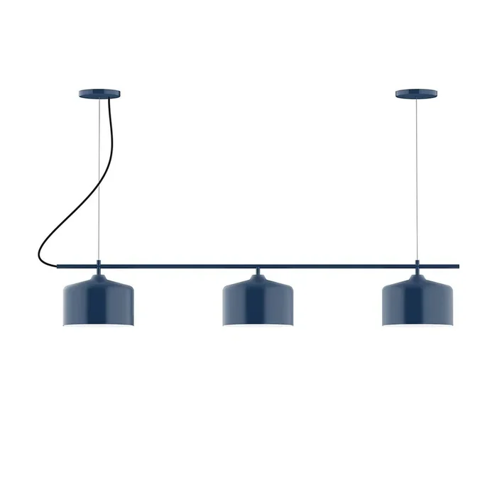Montclair Light Works – CHA419-50-C04 – Three Light Linear Chandelier – Axis – Navy – CHA41950C04