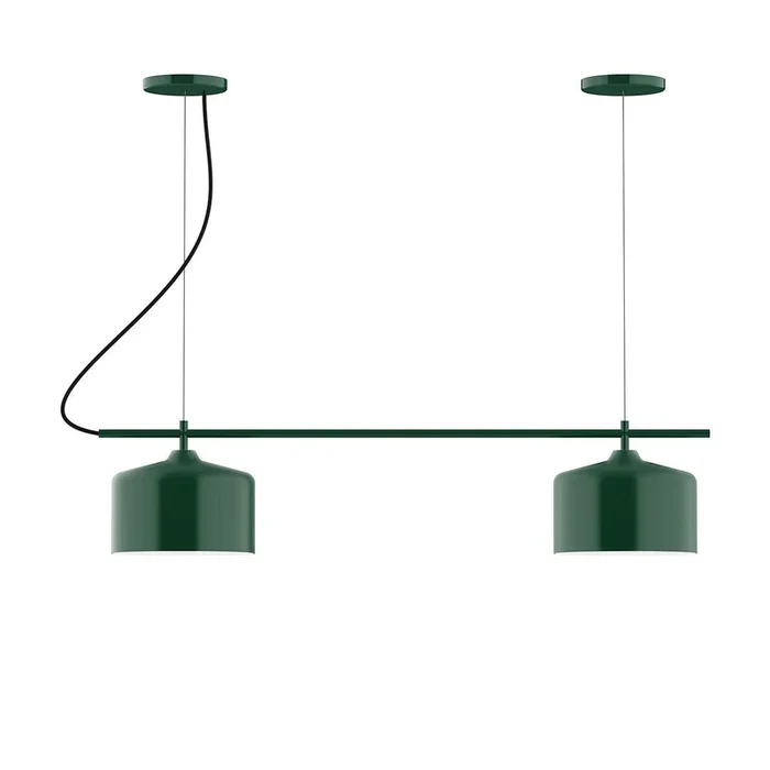Montclair Light Works – CHB419-42-C04 – Two Light Linear Chandelier – Axis – Forest Green – CHB41942C04
