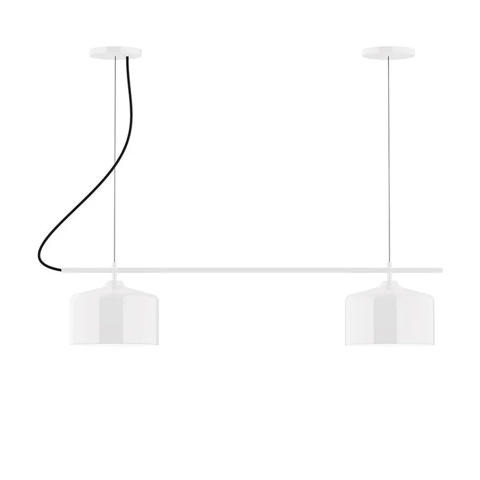 Montclair Light Works – CHB419-44-C27 – Two Light Linear Chandelier – Axis – White – CHB41944C27