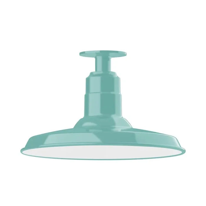 Montclair Light Works – FMB183-48-G06 – One Light Flush Mount – Warehouse – Sea Green – FMB18348G06