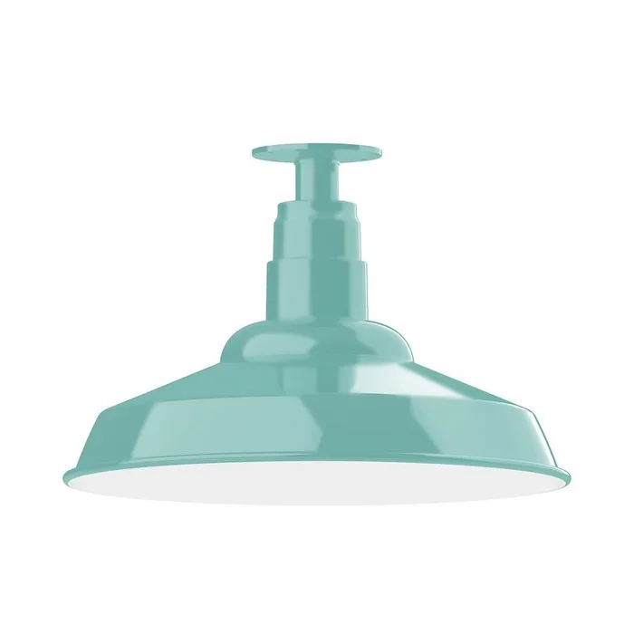 Montclair Light Works – FMB184-48-W16 – One Light Flush Mount – Warehouse – Sea Green – FMB18448W16