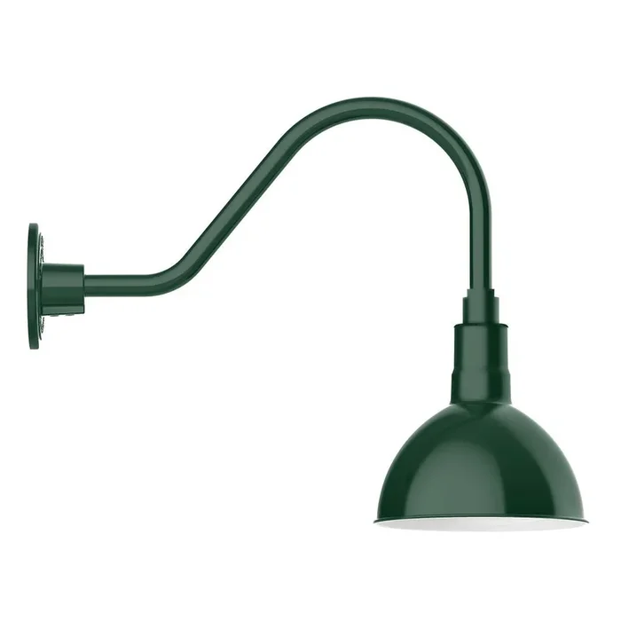 Montclair Light Works – GNA114-42-L10 – LED Gooseneck Wall Light – Deep Bowl – Forest Green – GNA11442L10