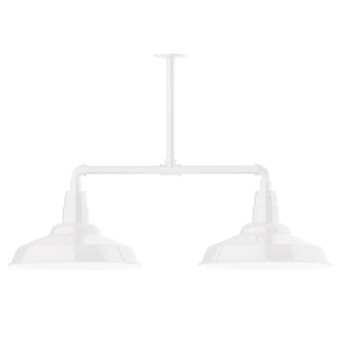 Montclair Light Works – MSD184-44-T24 – Two Light Pendant – Warehouse – White – MSD18444T24