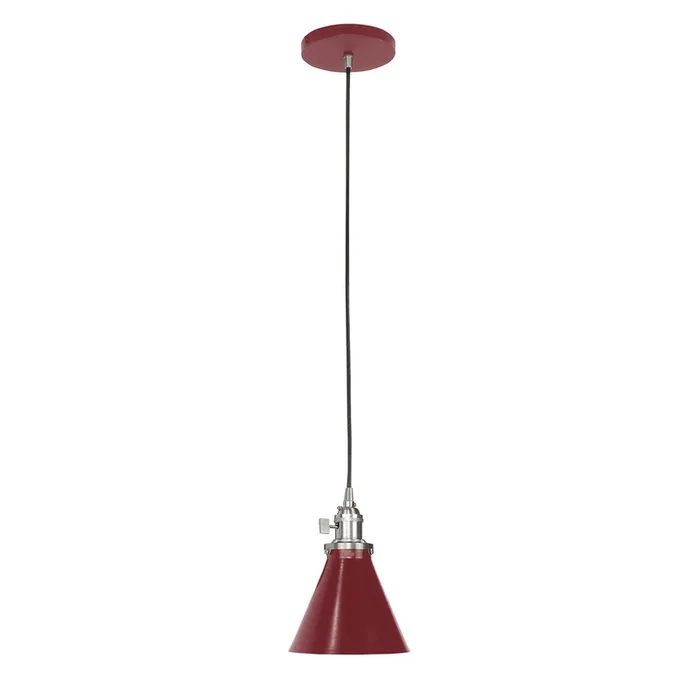 Montclair Light Works – PEB405-55-96-C02 – One Light Pendant – Uno – Barn Red with Brushed Nickel – PEB4055596C02