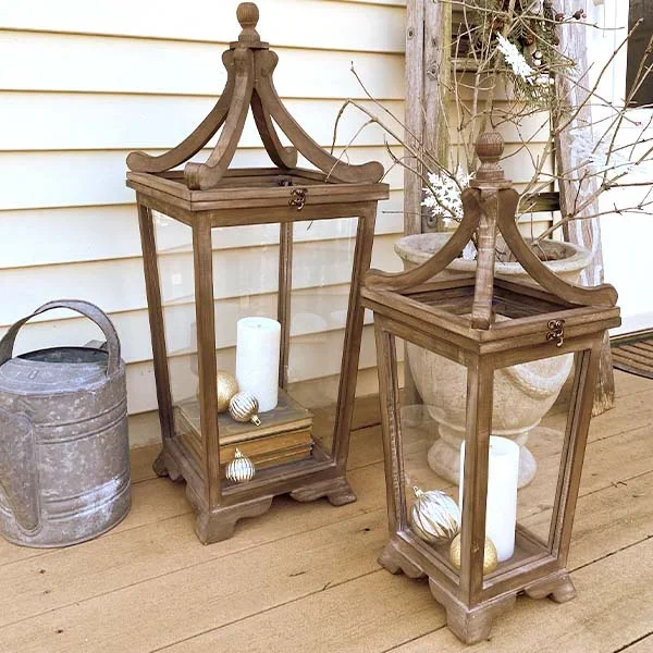 Natural Brown Urban Wooden Lanterns – Decor Steals