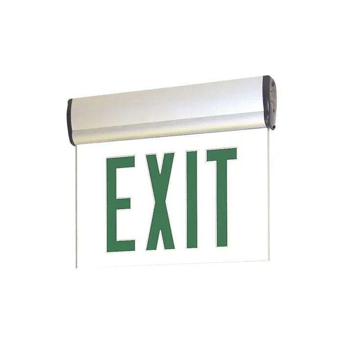 Nora Exit Adjustable Battery Single Face Green/Mirrored White (NX-812-LEDGMW)