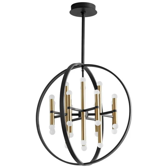 Oxygen – 3-684-1540 – LED Chandelier – Nero – Black W/ Aged Brass – 36841540