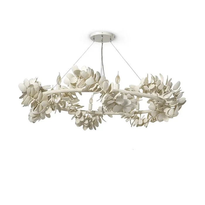 Palecek – 2176-79 – Six Light Chandelier – Roma – Off-White – 217679