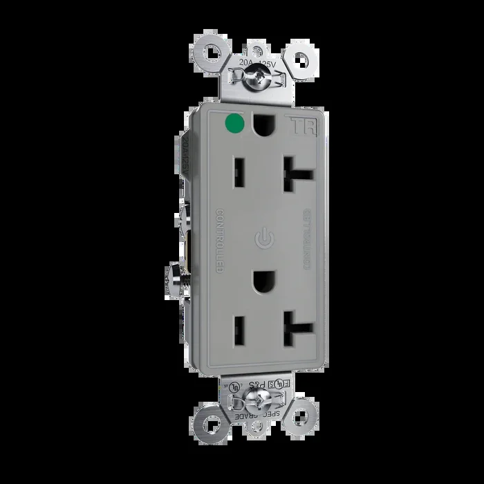 Pass and Seymour Tamper-Resistant Decorator Duplex Receptacle Dual Controlled 20A 125V Hospital-Grade Gray (TR26362HGCDGRY)
