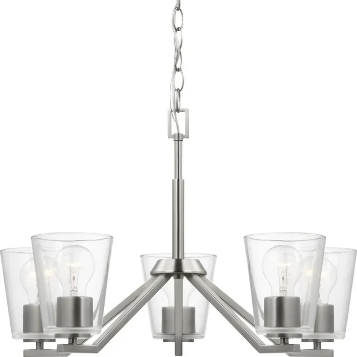 Progress Lighting Vertex Collection Five-Light Chandelier Brushed Nickel (P400341-009)