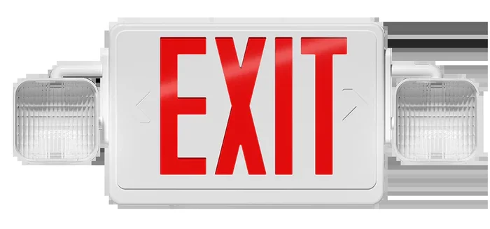 RAB Combination Universal Face 2-Head Emergency Red Letter White Housing Self-Test (ECOMBO-S)