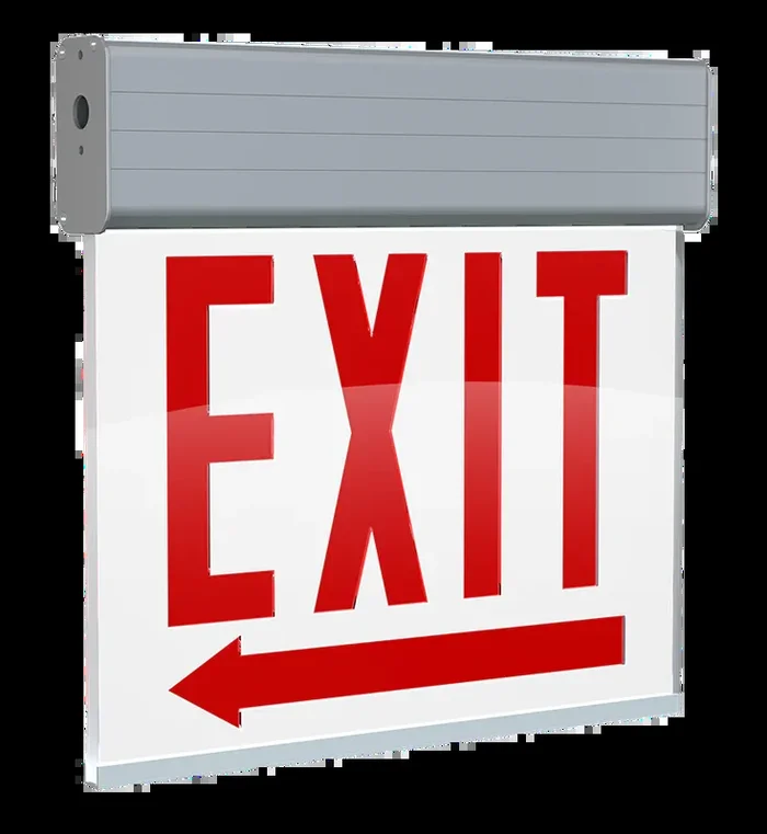 RAB Edgelit Chicago Exit 1-Face Emergency White Panel Aluminum Housing Left Arrow (EXITEDGE-1WPLACH/E)