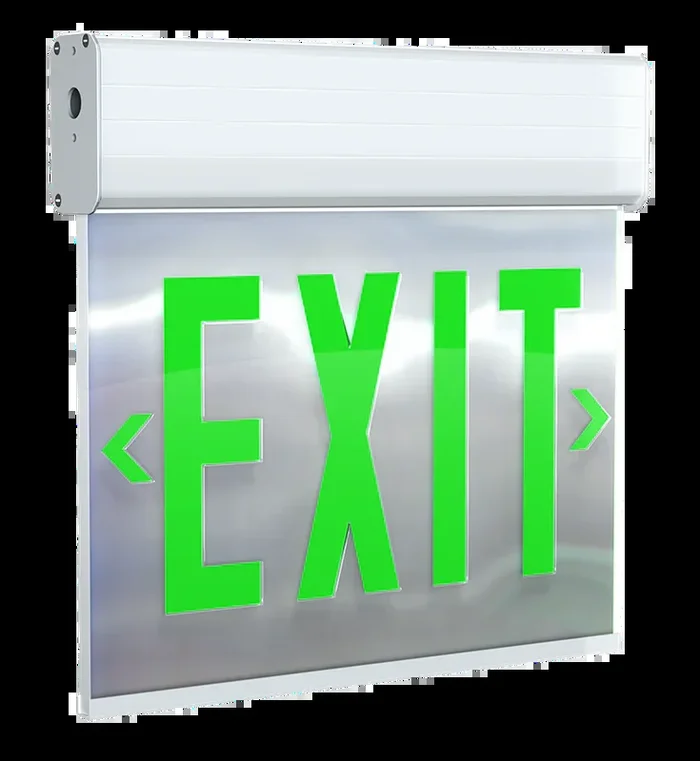 RAB Edgelit Exit 1-Face Emergency Green Letter Mirror Panel White Housing (EXITEDGE-1GMPW/E)