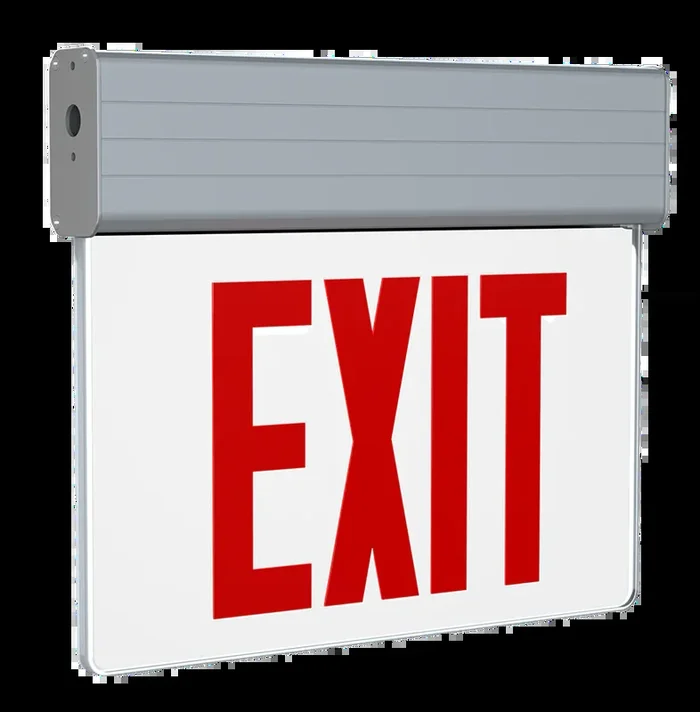 RAB Edgelit Exit 1-Face Emergency Red Letter Clear Panel Aluminum Housing Self-Test (EXITEDGE-1S/E)