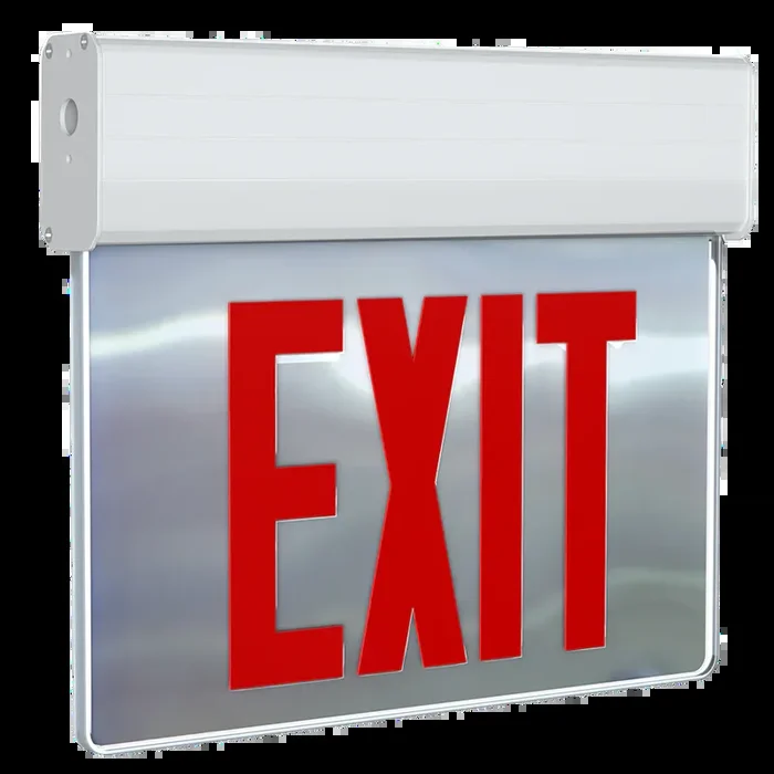 RAB Edgelit New York Exit 1-Face Emergency Red Letter Mirror Panel White Housing (EXITEDGE-1MPWNY/E)