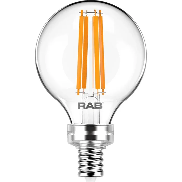 RAB Filament G16.5 3.8W 40W Equivalent 350Lm E12 90 CRI 2700K Dimmable Clear (G16.5-3-E12-927-F-C)