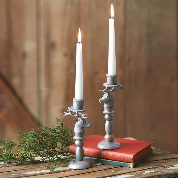 Reindeer Taper Candle Holders, Set of 2 – Decor Steals