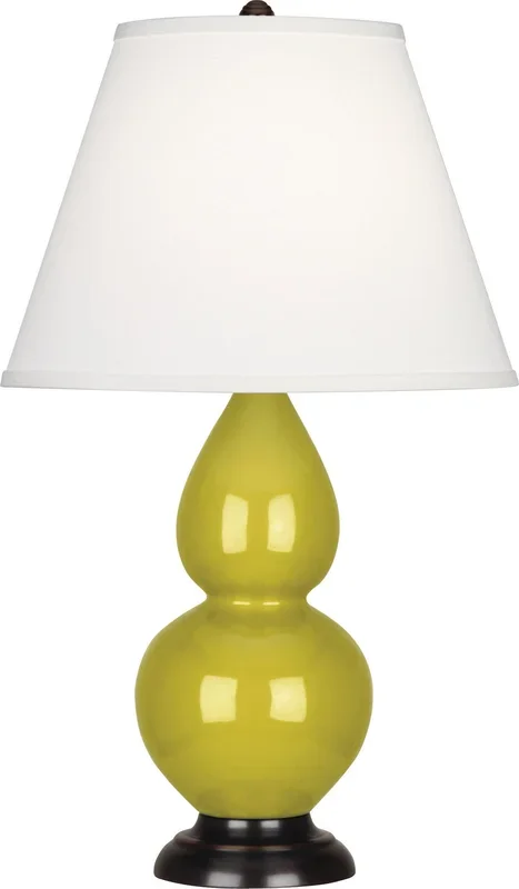 Robert Abbey – CI11X – One Light Accent Lamp – Small Double Gourd – Citron Glazed Ceramic w/Deep Patina Bronzeed – CI11X