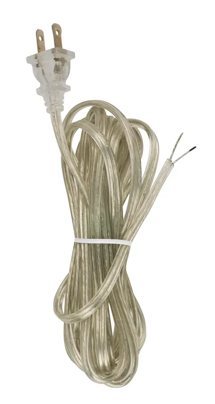 SATCO/NUVO 12 Foot Full Tinned Cord Sets18/2 SPT-2-105C Cord Sets-Molded Plug-Full Tinned Tips For Push-In Terminals-3/4 Inch Strip 2 Inch Slit 72 Inch Hank (90-2048)