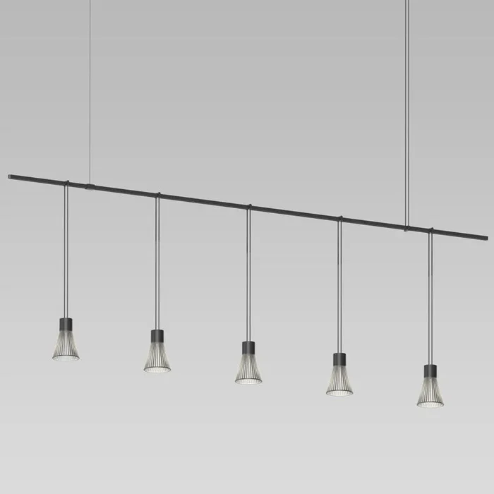 Sonneman – SLS1283 – Five Light Pendant – Suspenders – Satin Black – SLS1283