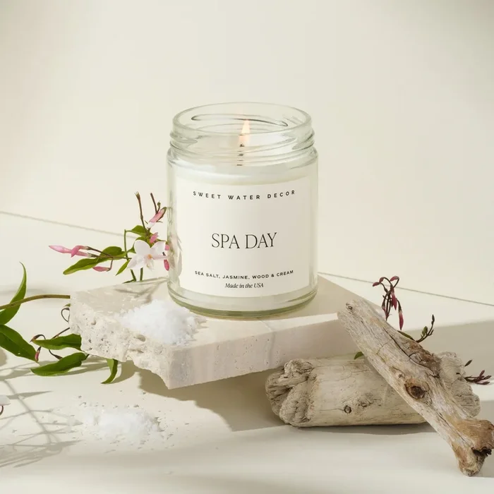 Spa Day Soy Candle – Clear Jar – 9 oz – Decor Steals