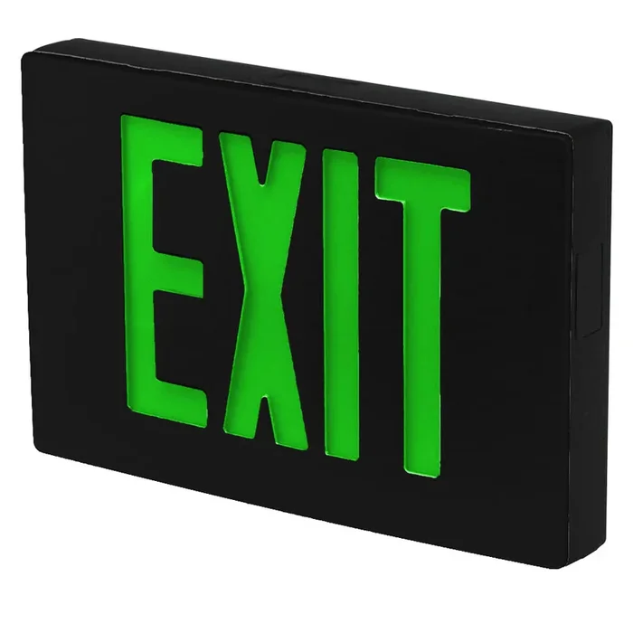 Standard-BL Die-Cast Aluminum Exit Sign Double Face Green Letters Black Housing Black Face Panel AC Only No Self-Diagnostics Dual Circuit With 277V Input No (KXTEU2GBB2C-277-USA)