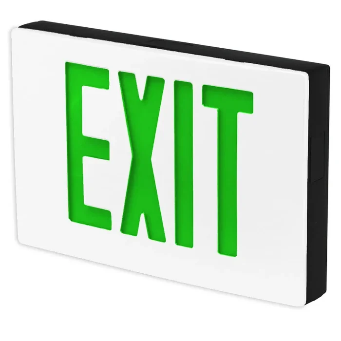 Standard-BL Die-Cast Aluminum Exit Sign Double Face Green Letters Black Housing White Face Panel AC Only No Self-Diagnostics Dual Circuit With 277V Input No (KXTEU2GBW2C-277-USA)