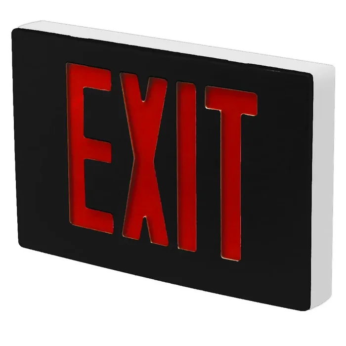 Standard-BL Die-Cast Aluminum Exit Sign Double Face Red Letters White Housing Black Face Panel AC Only No Self-Diagnostics Dual Circuit With 277V Input No (KXTEU2RWB2C-277)