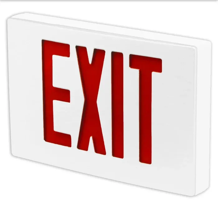 Standard-BL Die-Cast Aluminum Exit Sign Double Face Red Letters White Housing White Face Panel AC Only No Self-Diagnostics Dual Circuit With 120V Input (KXTEU2RWW2C-120-TP)