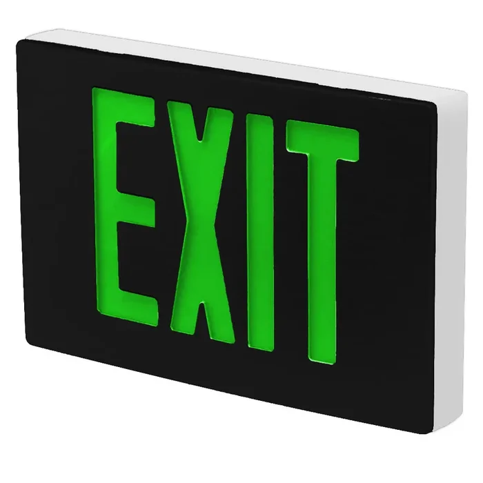 Standard-BL Die-Cast Aluminum Exit Sign Single Face Green Letters White Housing Black Face Self-Diagnostics (Requires Emergency Battery Backup) Dual Circuit 277V (KXTEU1GWBSDT2C-277-USA)